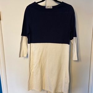 Navy and white colorblock dress.